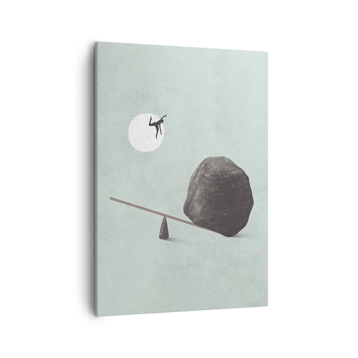 Impression sur toile - Image sur toile - Une scène symbolique avec une figure et un équilibre sur un ciel lumineux. - 50x70cm - Réalisation de ses rêves - Décoration murale moderne pour le salon et la chambre ARTTOR