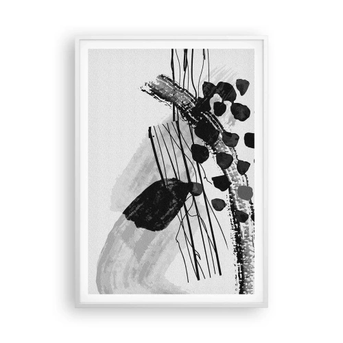 Affiche dans un cadre blanc - Poster - Abstraction organique noir et blanc - 70x100 cm
