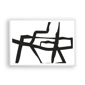 Affiche dans un cadre blanc - Poster - Conception noir et blanc - 100x70 cm