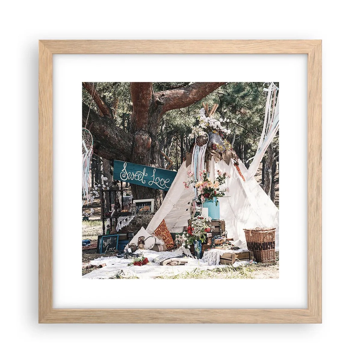 Affiche dans un chêne clair - Poster - Make love… - 30x30 cm