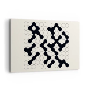Impression sur toile - Image sur toile - Motifs noirs et blancs avec des cercles sur fond clair - 120x80cm - Jeu chinois – variation - Décoration murale moderne pour le salon et la chambre ARTTOR