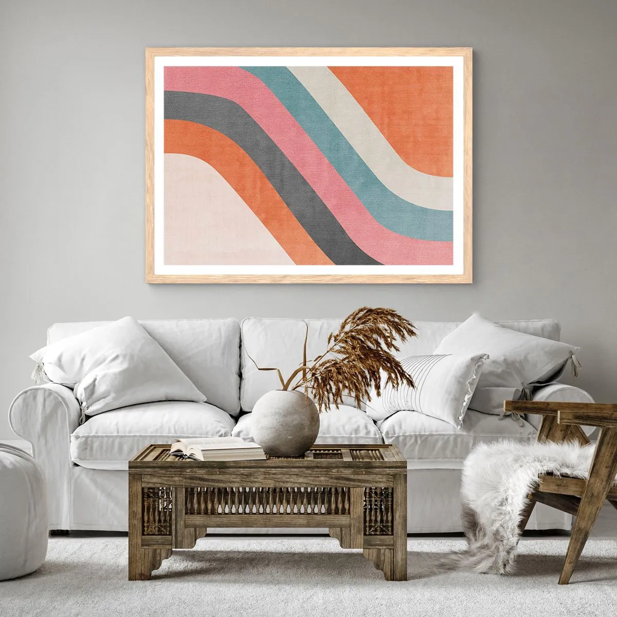 Affiche dans un chêne clair - Poster - Composition diagonale – mouvement - 91x61 cm