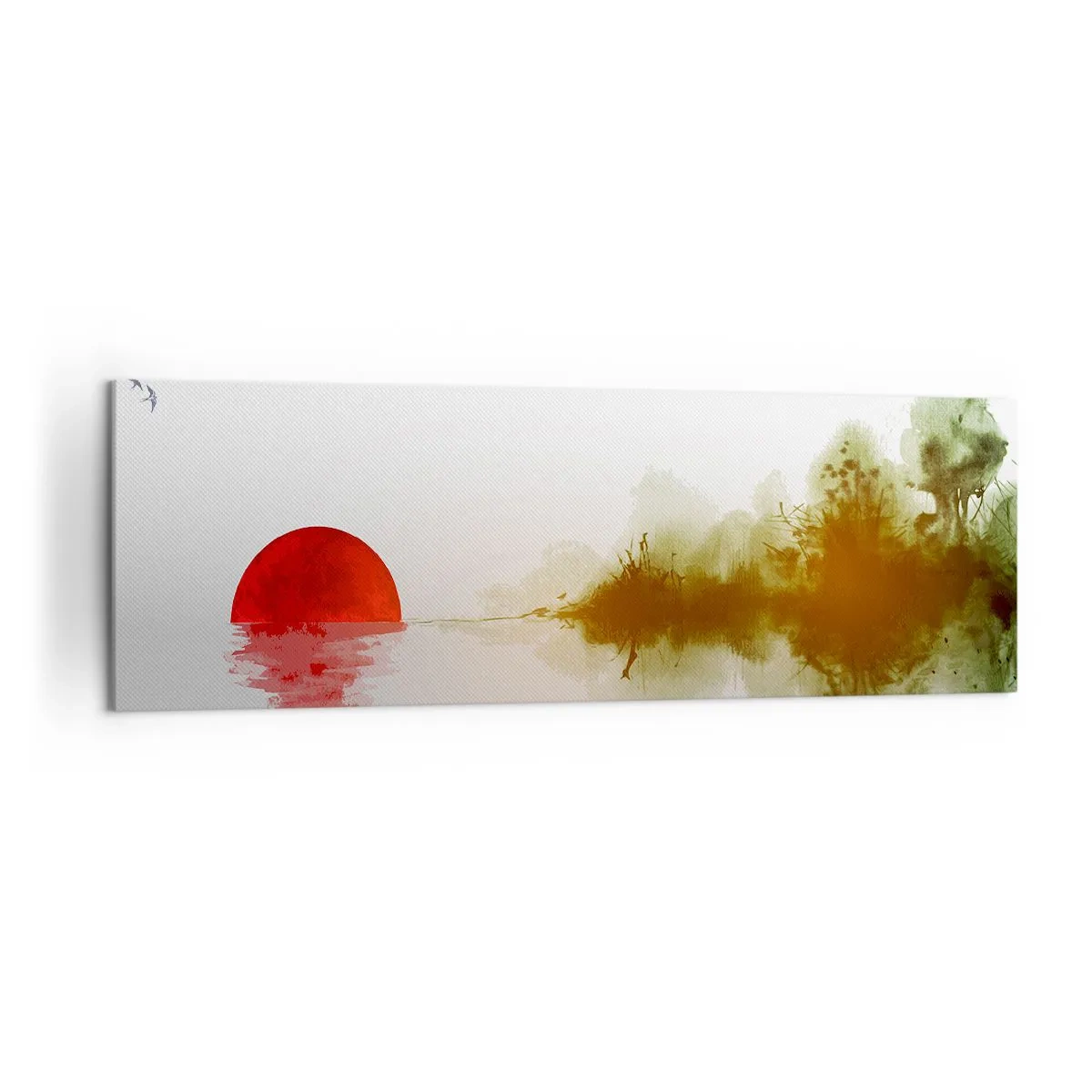 Impression sur toile - Image sur toile - Coucher de soleil abstrait sur un lac avec reflet - 160x50cm - Une promesse de paix - Décoration murale moderne pour le salon et la chambre ARTTOR