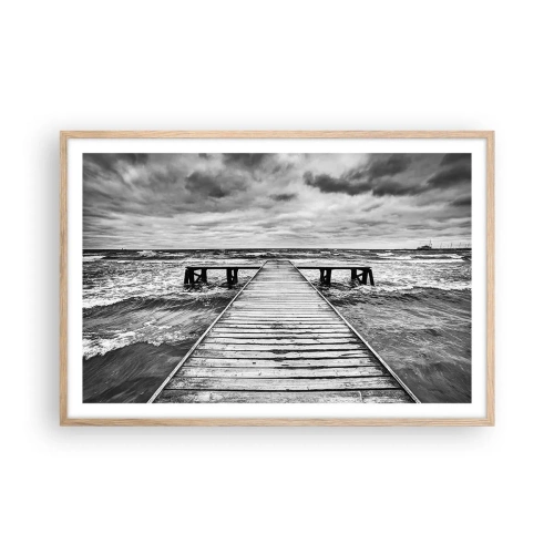 Affiche dans un chêne clair - Poster - J'attends que le vent, ça le chassera... - 91x61 cm