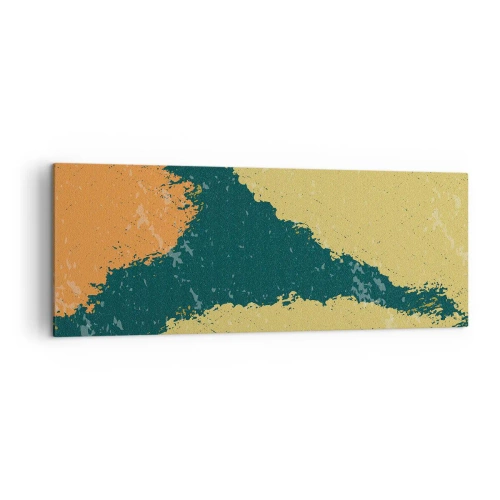 Impression sur toile - Image sur toile - Taches abstraites aux couleurs terreuses et vertes - 140x50cm - Abstraction – mouvement lent - Décoration murale moderne pour le salon et la chambre ARTTOR