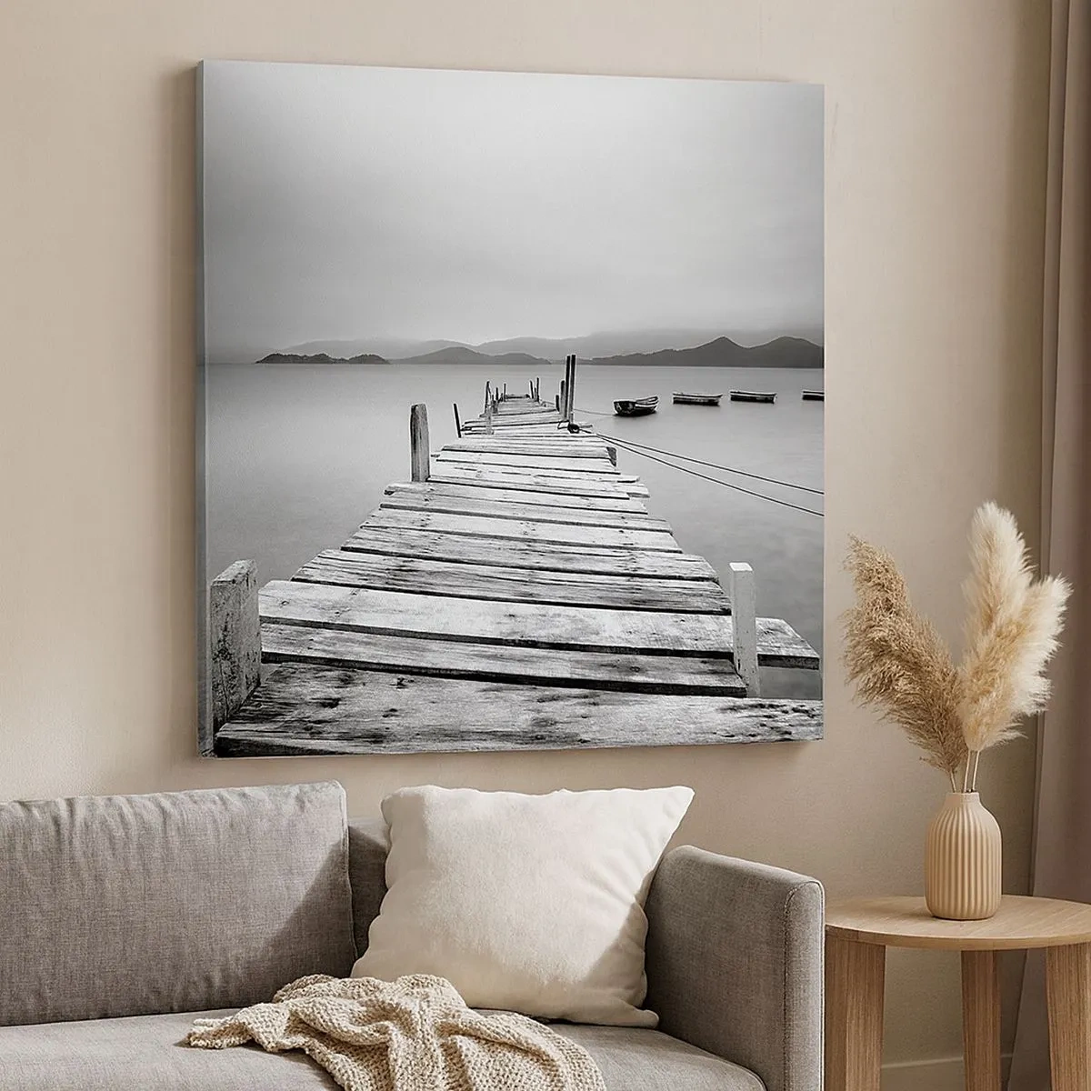 Impression sur toile - Image sur toile - Derrière les montagnes, au-delà des mers - 30x30 cm