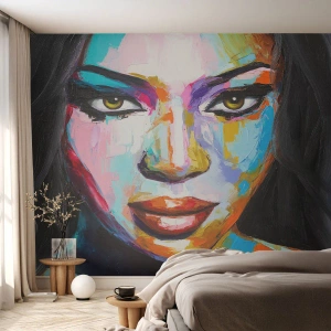 Papier Peint Photo Premium Sand - Il est impossible de le quitter les yeux - Portrait d'une femme, Affronter, Morceau - 450x315 cm