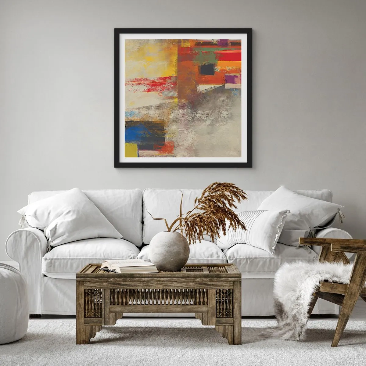 Affiche dans un cadre noir - Poster - Géométrie des couleurs - 60x60 cm