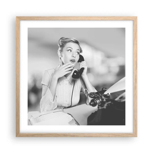 Affiche dans un chêne clair - Poster - Hello! Ici les années 50 - 50x50 cm