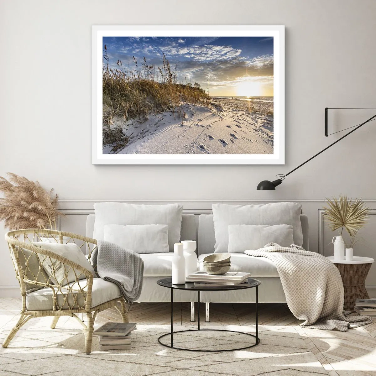 Affiche dans un cadre blanc - Poster - Invitation à la ballade - 100x70 cm