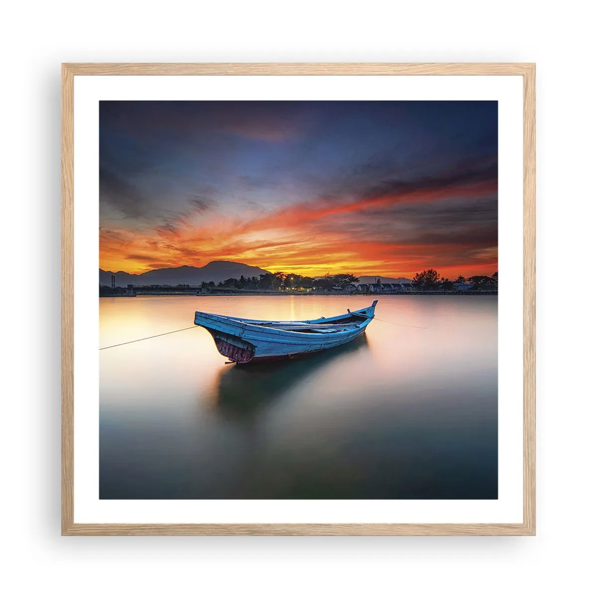 Affiche dans un chêne clair - Poster - Une bonne nuit arrive - 60x60 cm