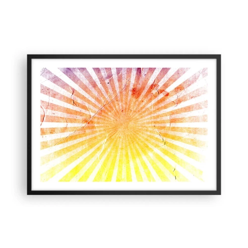 Affiche dans un cadre noir - Poster - Rayons de soleil dans les tons orange et jaune - 70x50cm - Levant et couchant - Décoration murale moderne pour le salon et la chambre ARTTOR