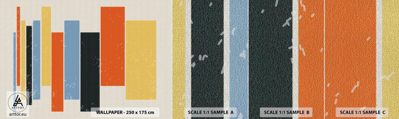 Échantillon de Papier Peint Premium Canvas - Notation musicale - Minimalisme, Rectangulaires, Formes - 100x30 cm