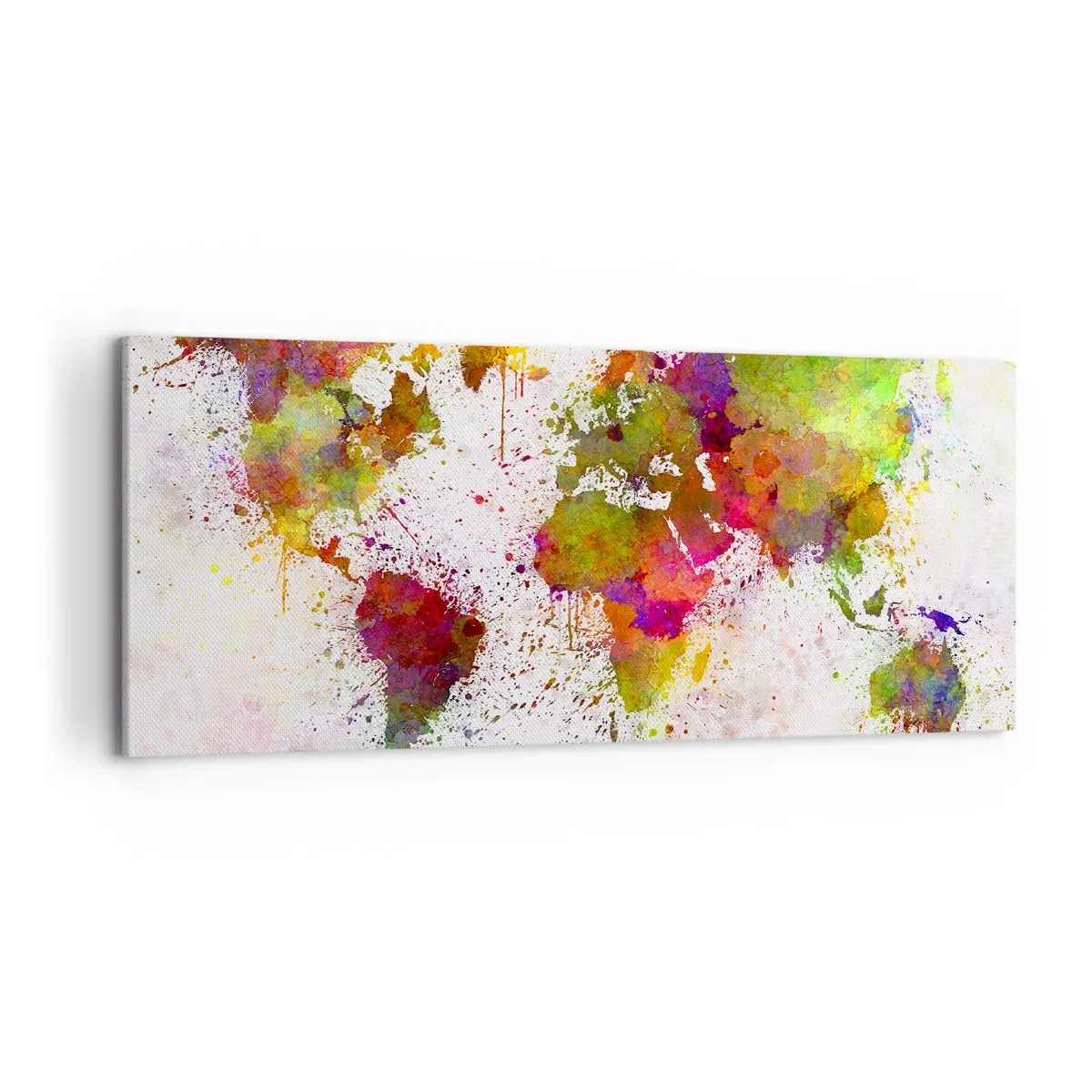 Impression sur toile - Image sur toile - Une carte du monde colorée dans un style abstrait - 120x50cm - D'une certaine manière ça s'est passé de la même façon - Décoration murale moderne pour le salon et la chambre ARTTOR