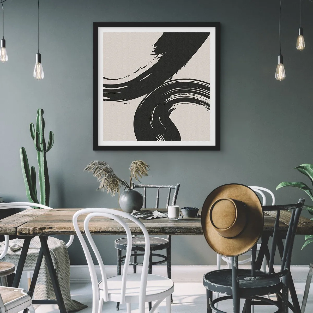 Affiche dans un cadre noir - Poster - Balayage circulaire - 50x50 cm