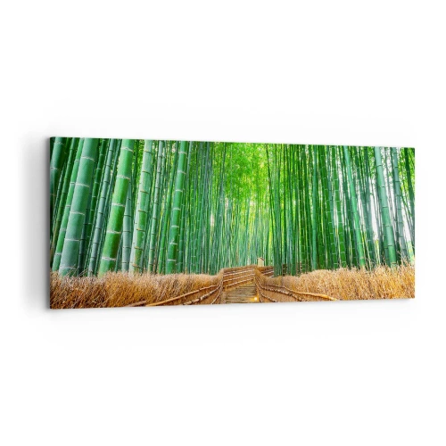 Impression sur toile - Image sur toile - Un chemin dans une dense forêt de bambous - 120x50cm - L'essence de la nature asiatique - Décoration murale moderne pour le salon et la chambre ARTTOR