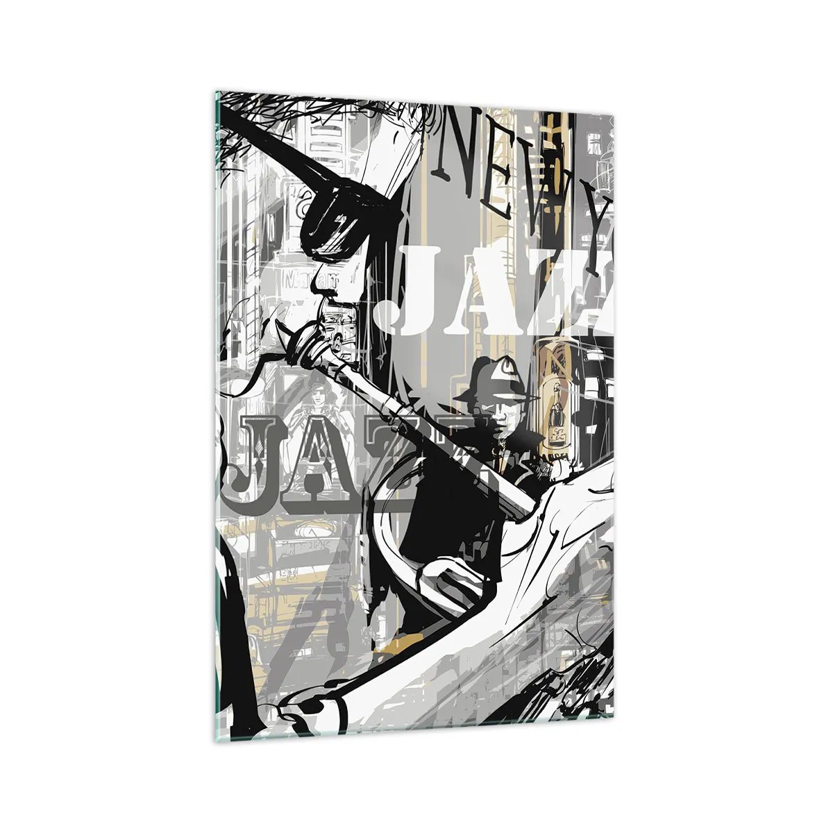 Impression sur verre - Image sur verre - Scène jazz new-yorkaise - 70x100cm - Au rythme de New York - Décoration murale moderne pour le salon et la chambre ARTTOR