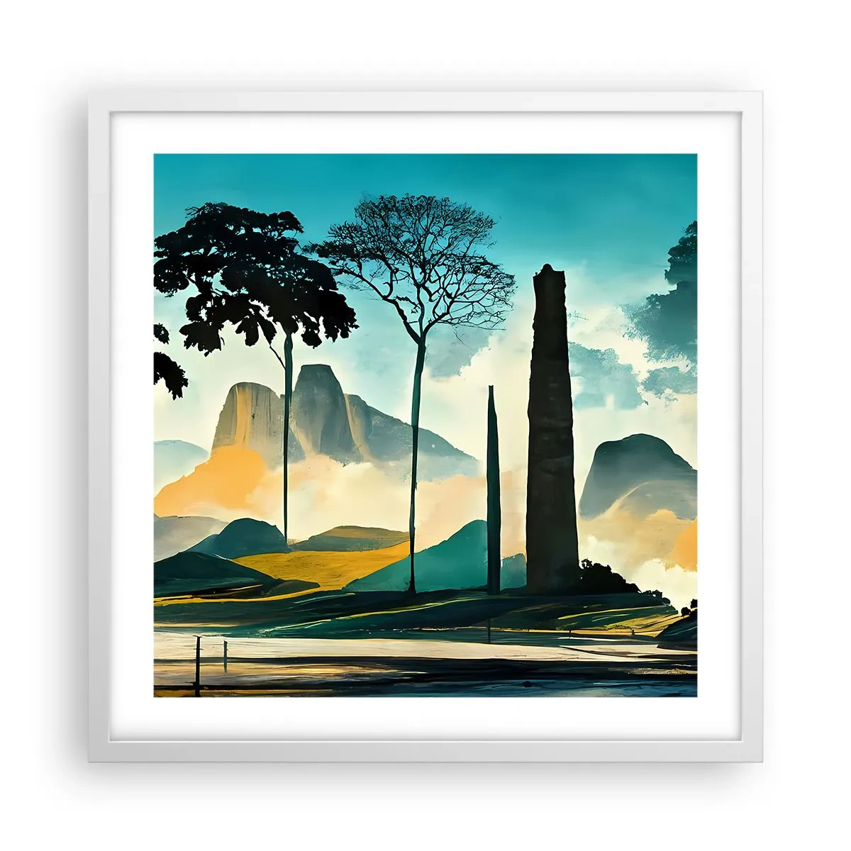 Affiche dans un cadre blanc - Poster - Toujours de plus en plus haut - 50x50 cm