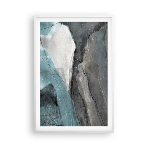 Affiche dans un cadre blanc - Poster - Résumé : roches et glace - 61x91 cm