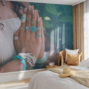 Papier Peint Photo Premium Sand - Bienvenue au centre du bien-être - Femme, Bijoux, Bohème - 400x280 cm