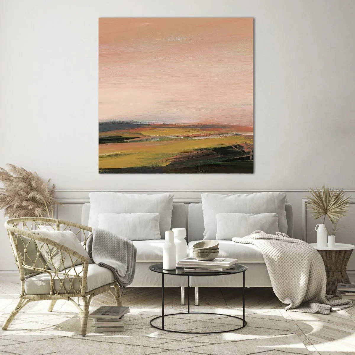 Impression sur verre - Image sur verre - Dans les tons de roses - 60x60 cm