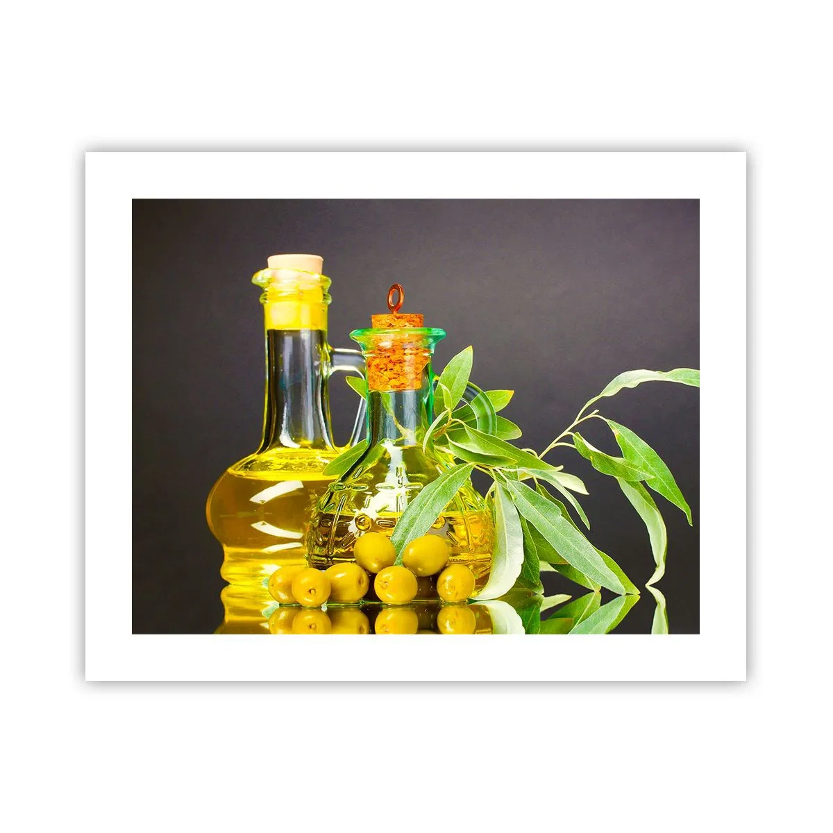 Affiche - Poster - Nature morte aux olives et à l'huile d'olive - 50x40 cm