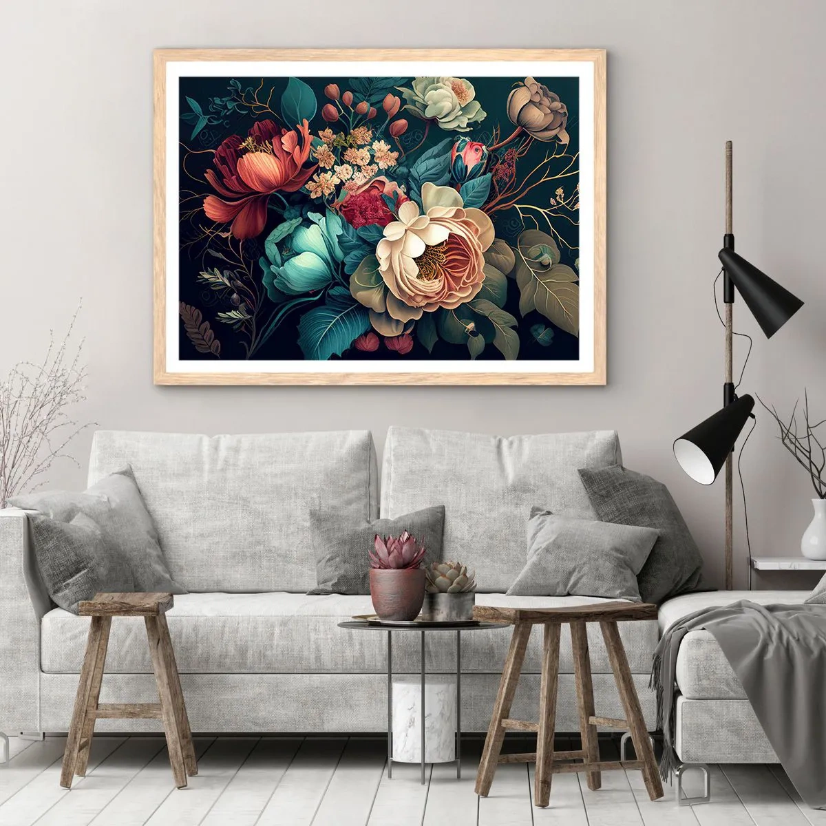 Affiche dans un chêne clair - Poster - le charme du 19ème siècle - 100x70 cm