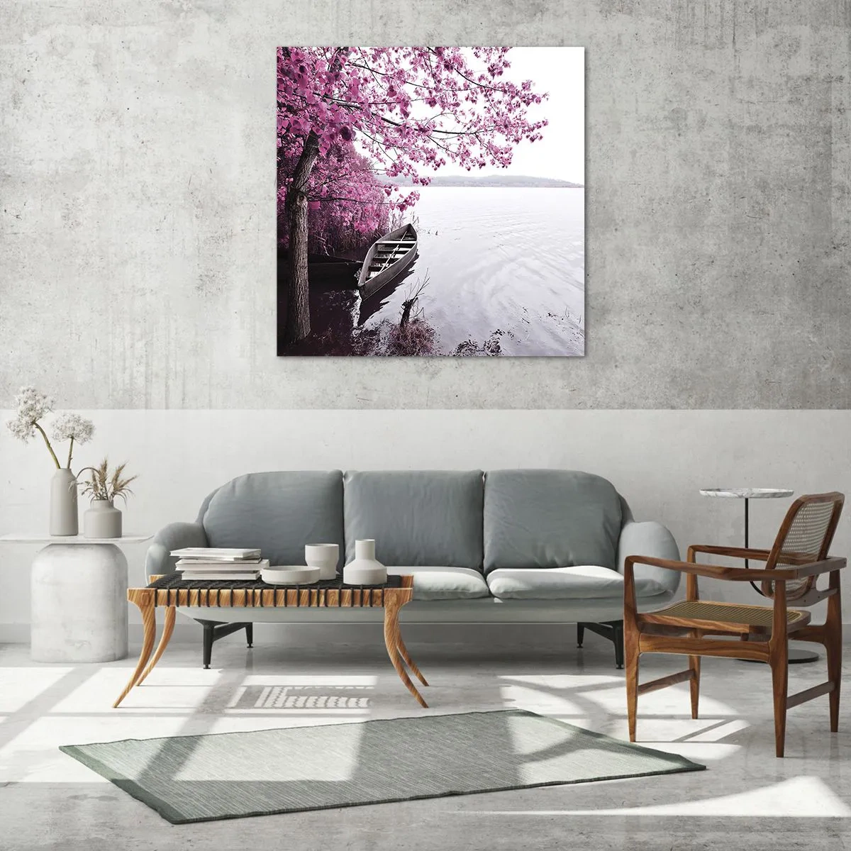 Impression sur verre - Image sur verre - Dans un silence rose - 60x60 cm