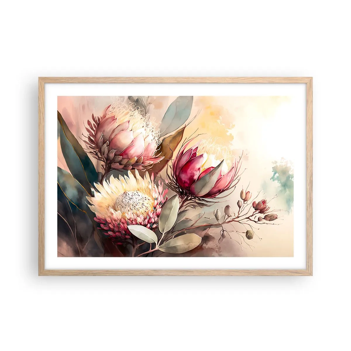 Affiche dans un chêne clair - Poster - De profil et de face - 70x50 cm