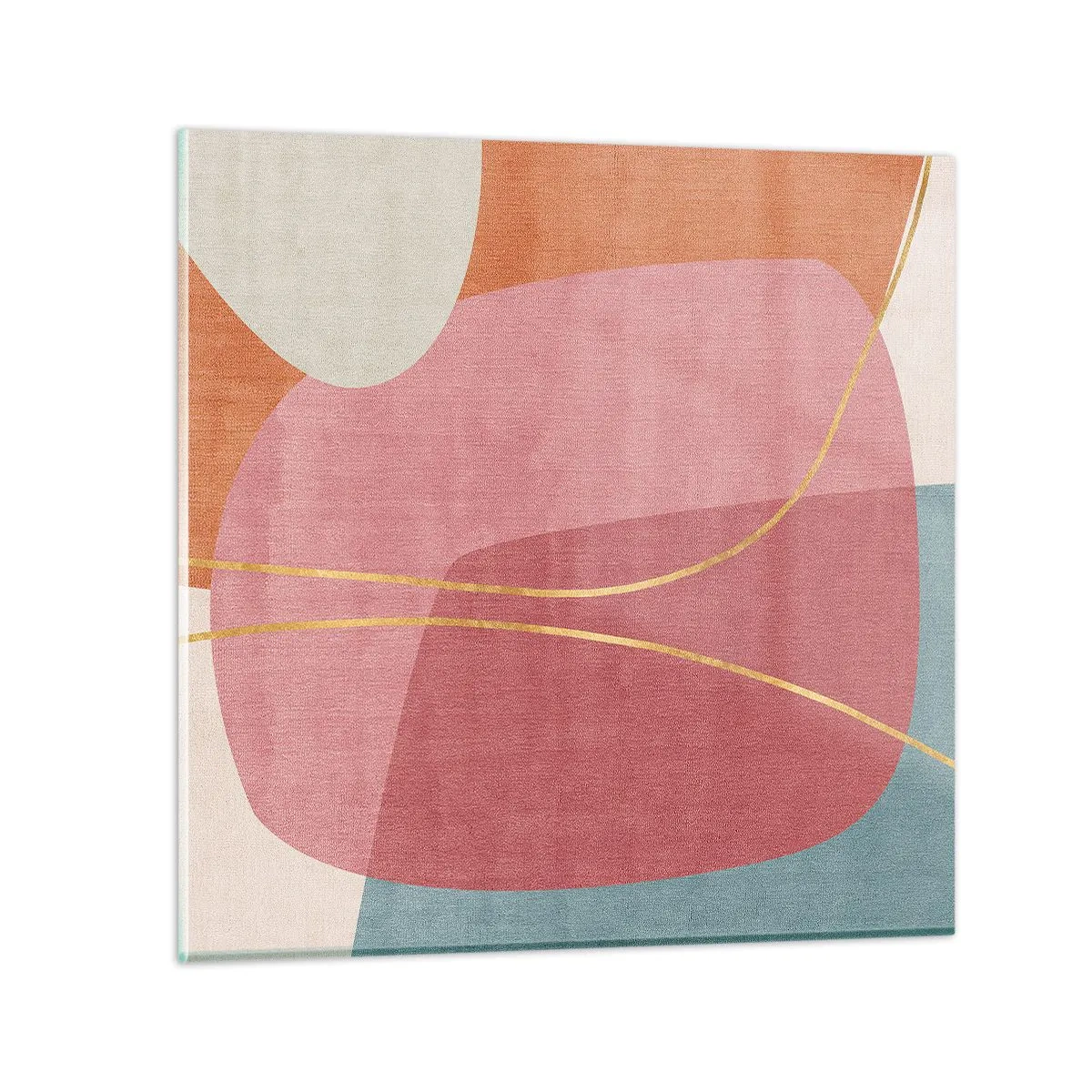 Impression sur verre - Image sur verre - Composition pastel au fil d'or - 60x60 cm