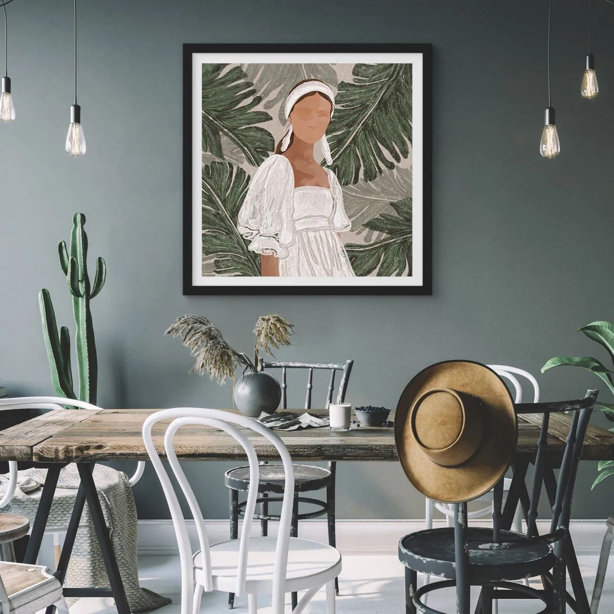 Affiche dans un cadre noir - Poster - Portrait exotique - 30x30 cm