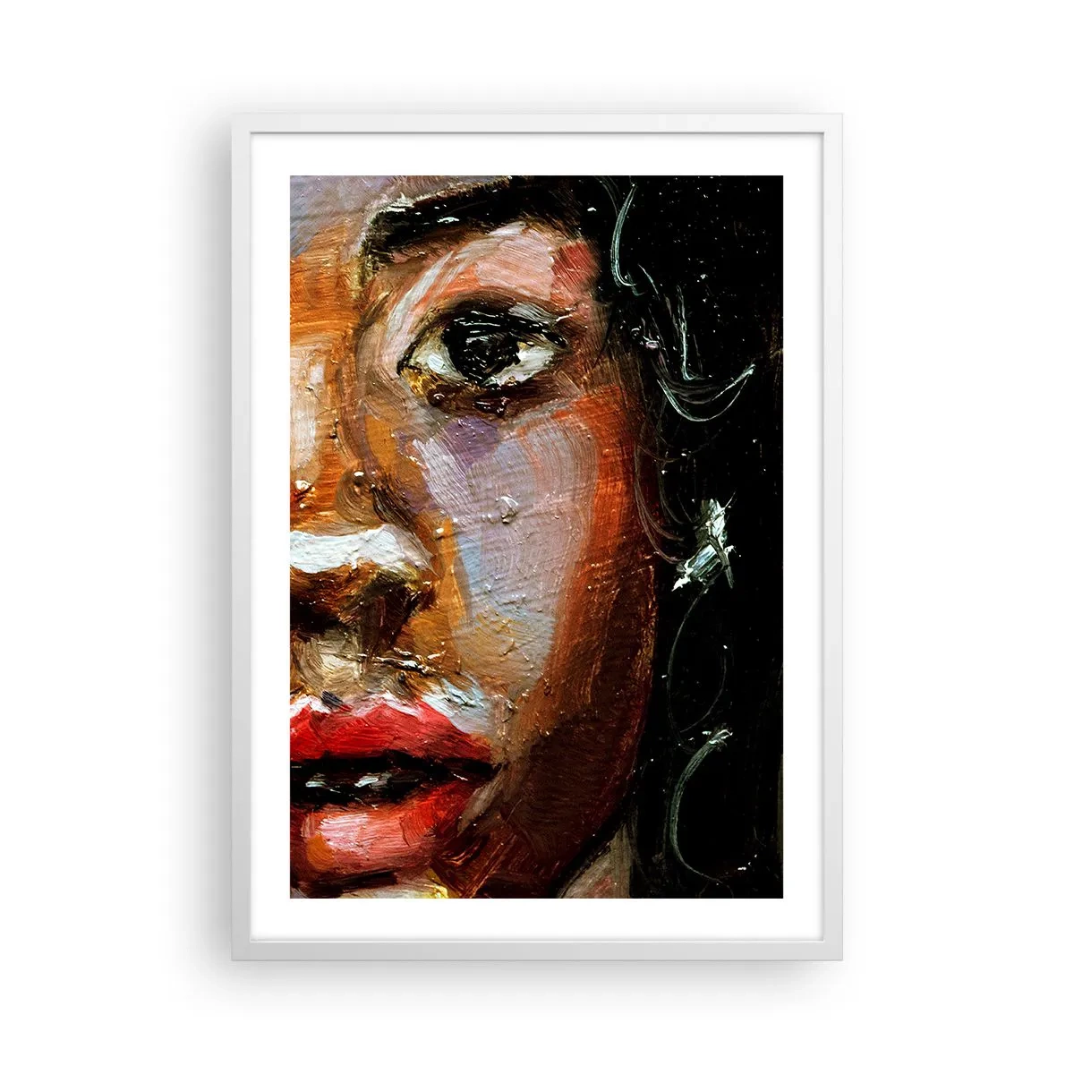 Affiche dans un cadre blanc - Poster - Noir et brillant - 50x70 cm
