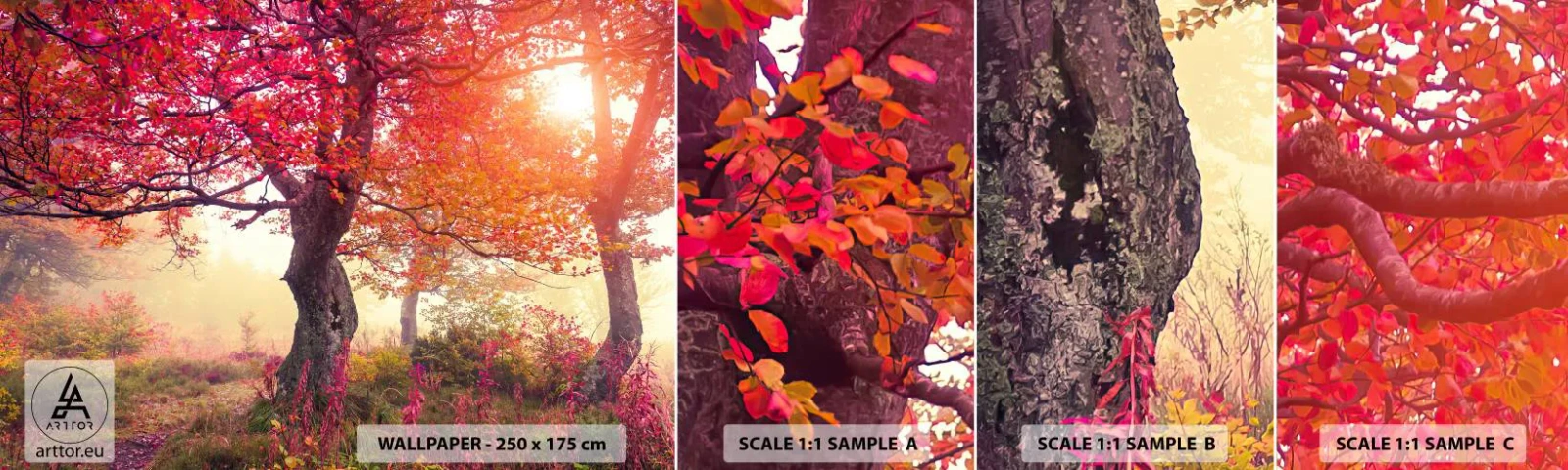 Échantillon de Papier Peint Autocollant Deluxe Sticker - Frénésie de floraison - Paysage, Parc, Fleurs - 100x30 cm