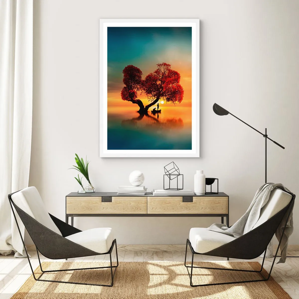 Affiche dans un cadre blanc - Poster - Plénitude et éloignement sans monde - 70x100 cm