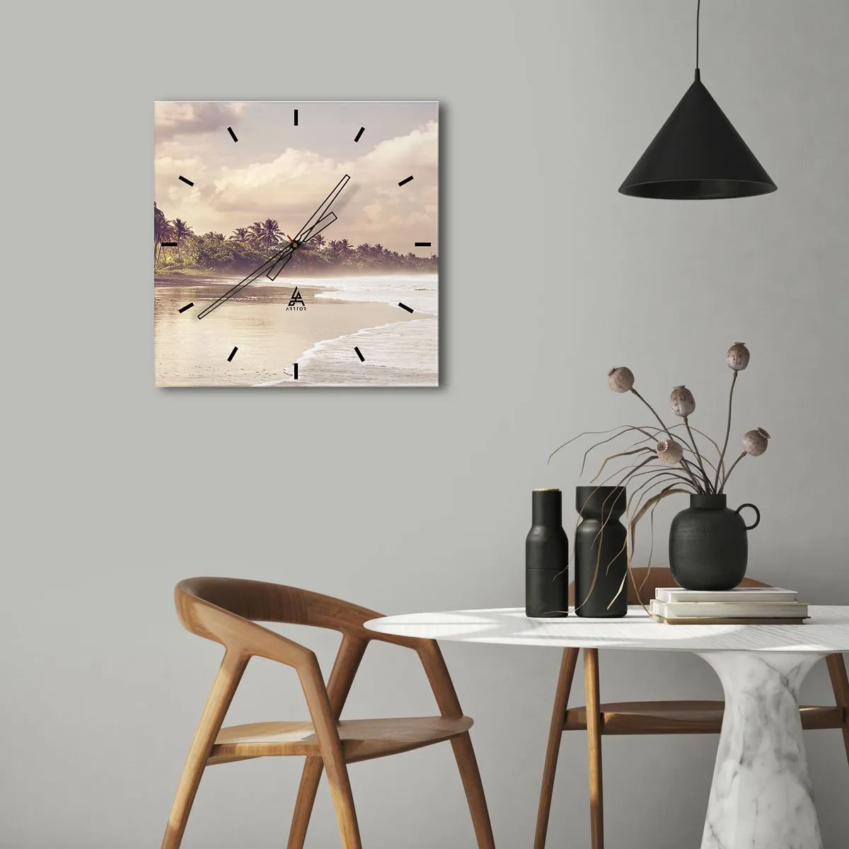 Horloge murale - Pendule murale - La caresse des vagues - 40x40 cm