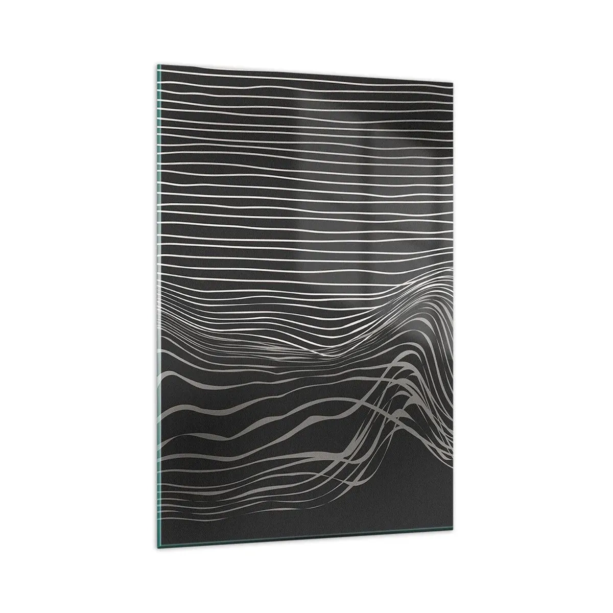Impression sur verre - Image sur verre - Lignes blanches sur fond gris foncé dans un arrangement abstrait - 80x120cm - Rythme et accent - Décoration murale moderne pour le salon et la chambre ARTTOR