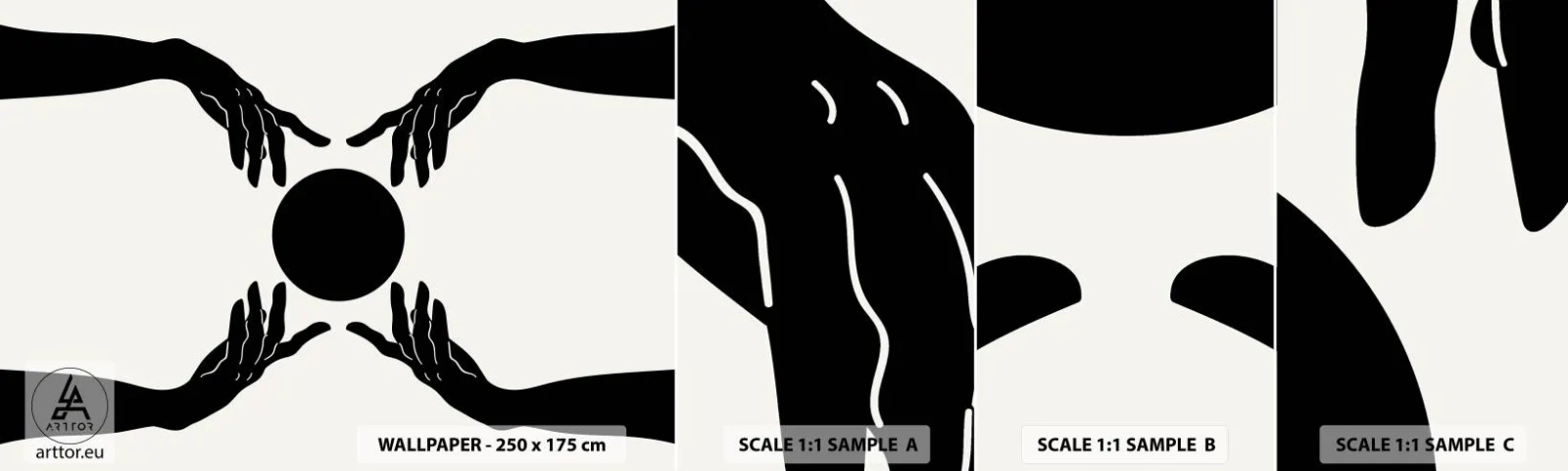 Échantillon de Papier Peint Autocollant Deluxe Sticker - Signe secret - Mains, Balle, Mains - 100x30 cm