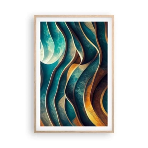 Affiche dans un chêne clair - Poster - Méandres de bleu - 61x91 cm