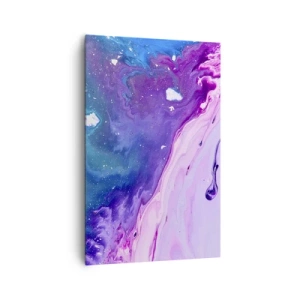 Impression sur toile - Image sur toile - Abstraction aux couleurs violettes et turquoise inspirée des contrastes - 80x120cm - Yin et yang - Décoration murale moderne pour le salon et la chambre ARTTOR