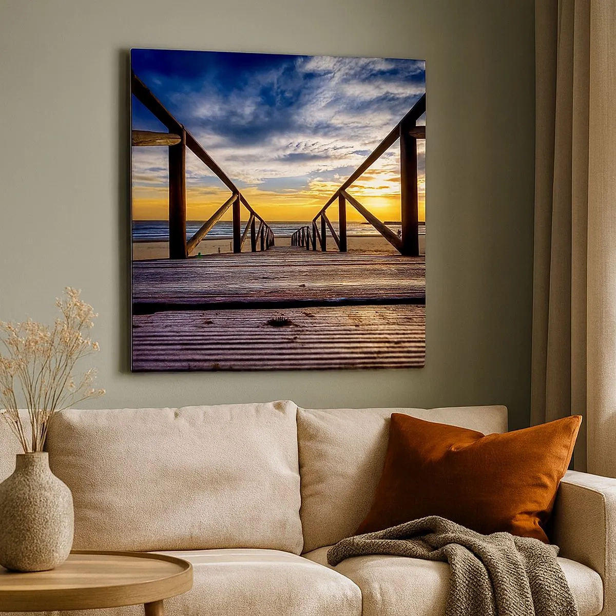 Impression sur toile - Image sur toile - Directement sur une plage calme au coucher de soleil - 30x30 cm