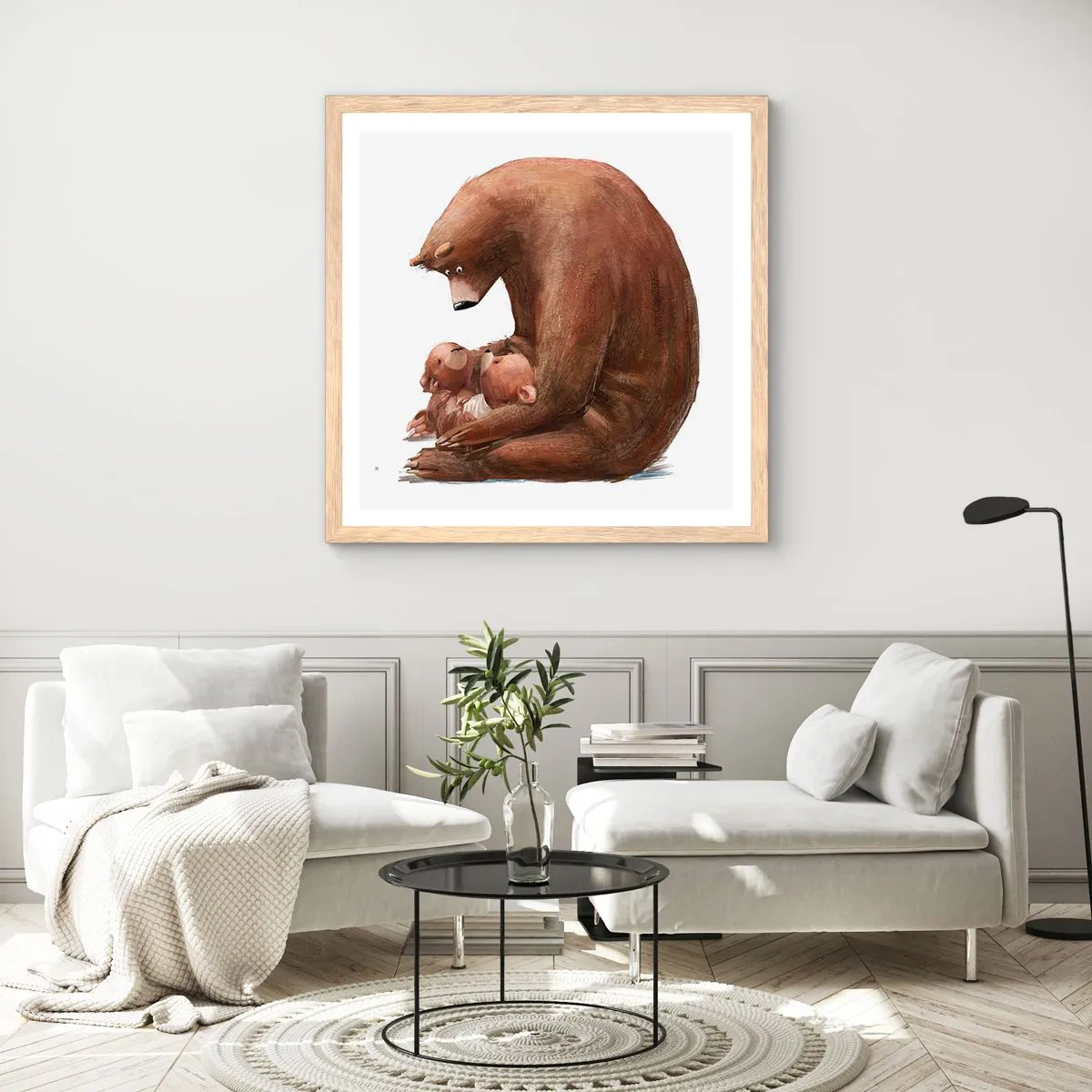 Affiche dans un chêne clair - Poster - Faites de beaux rêves les enfants - 40x40 cm