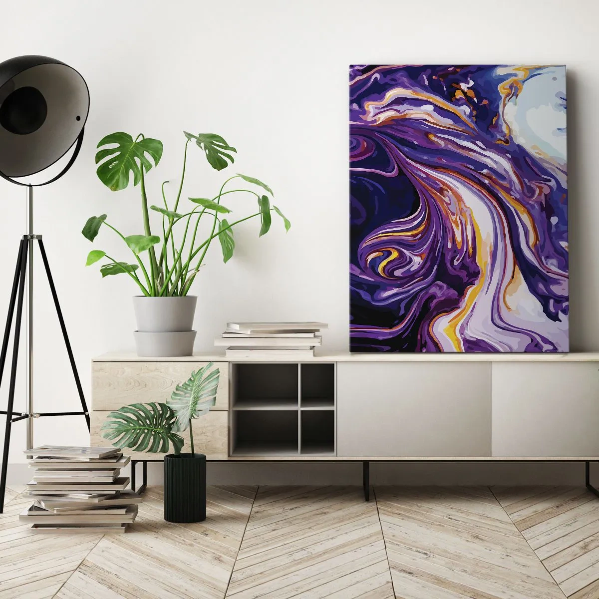 Impression sur toile - Image sur toile - La courbure de l'espace en violet - 55x100 cm