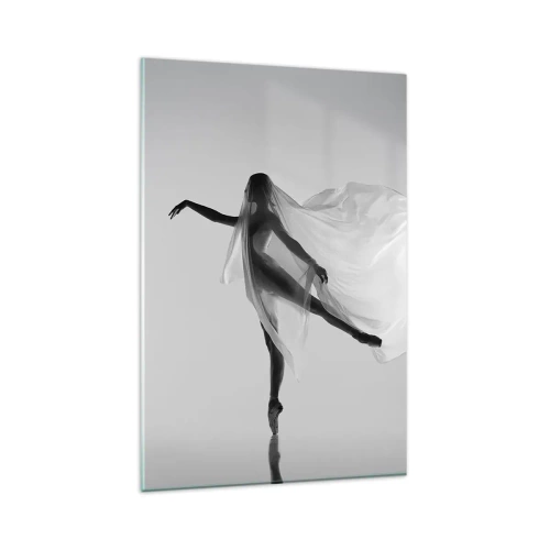 Impression sur verre - Image sur verre - Une danseuse dans une pose éthérée avec un tissu fluide - 80x120cm - Légèreté et grâce - Décoration murale moderne pour le salon et la chambre ARTTOR