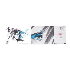 Échantillon de Papier Peint Premium Canvas - Portrait sensuel en gris et bleu - Femme, Visage de femme, Abstraction - 100x30 cm