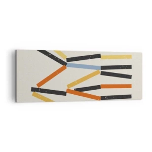 Impression sur toile - Image sur toile - Composition abstraite avec des rectangles colorés et noirs disposés horizontalement - 140x50cm - Composition de niveaux - Décoration murale moderne pour le salon et la chambre ARTTOR