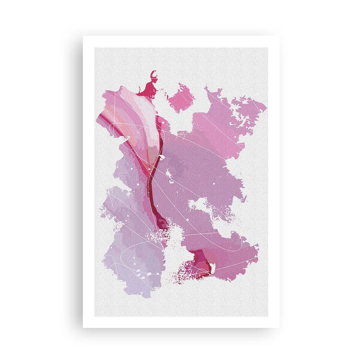 Affiche - Poster - Carte du monde rose - 61x91 cm