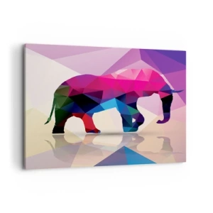 Impression sur toile - Image sur toile - Silhouette géométrique d'un éléphant aux couleurs vives - 100x70cm - Dinosaure en cristal - Décoration murale moderne pour le salon et la chambre ARTTOR