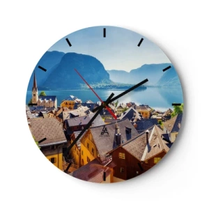 Horloge murale - Pendule murale - Une ville pittoresque au bord d'un lac dans les montagnes - 30x30cm - ça ne pourrait pas être plus pittoresque - Décoration murale moderne pour le salon, la cuisine et la chambre ARTTOR