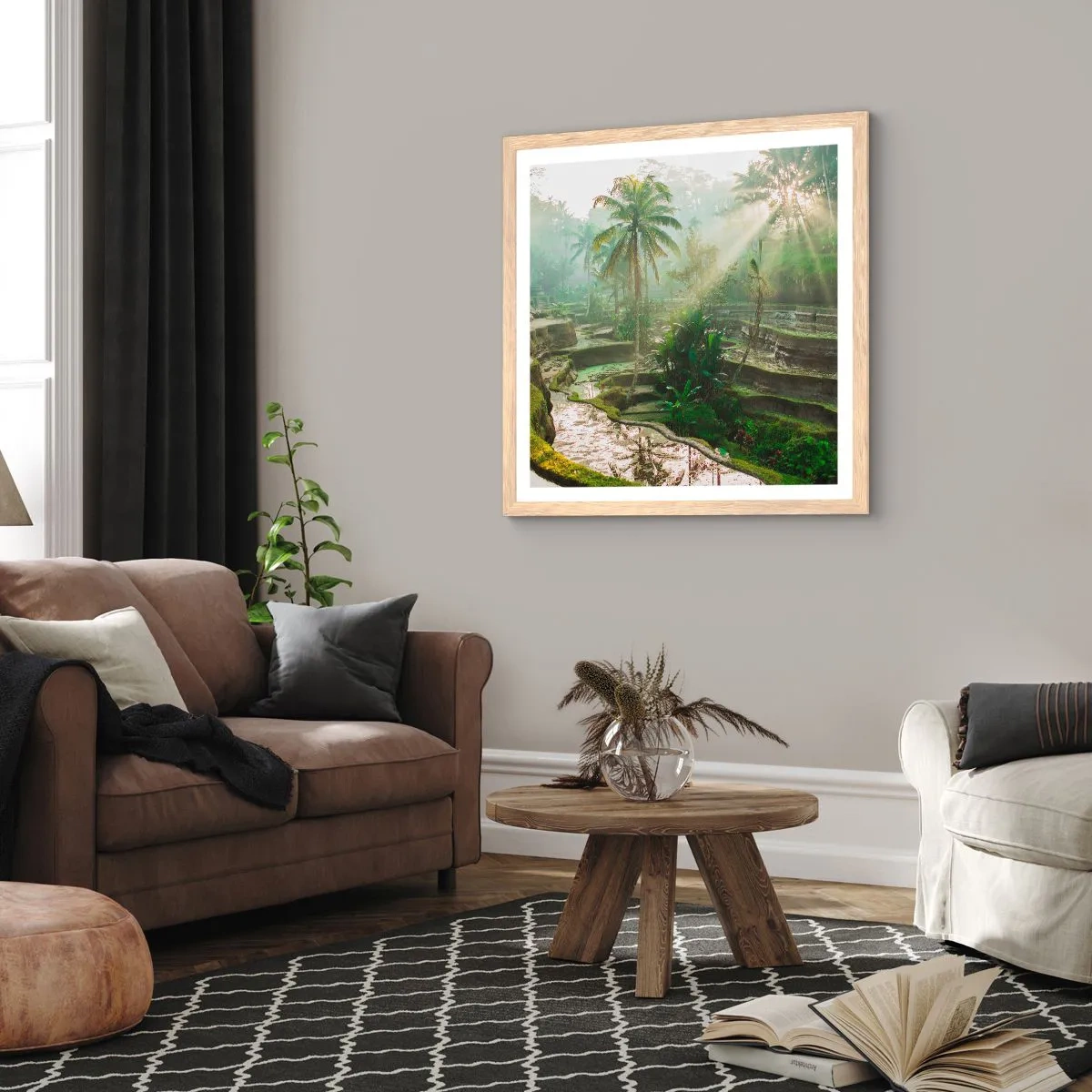 Affiche dans un chêne clair - Poster - Grandir au soleil - 40x40 cm