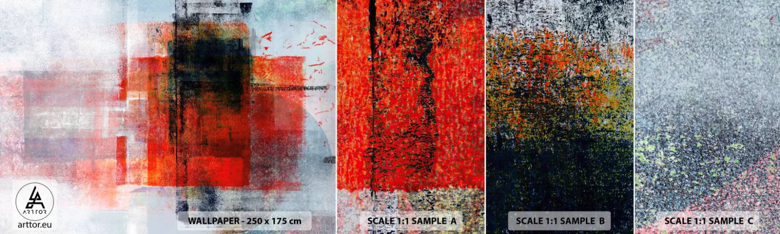 Échantillon De Papier Peint Standard Eco - Composition embrasée - Morceau, Abstraction, Industriel - 100x30 cm